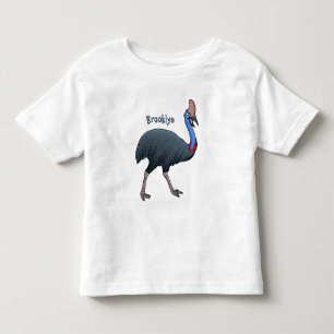 Happy cassowary bird cartoon illustration toddler t-shirt