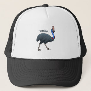 Happy cassowary bird cartoon illustration trucker hat