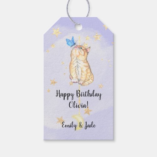 Happy Cat and Butterfly Gift Tags