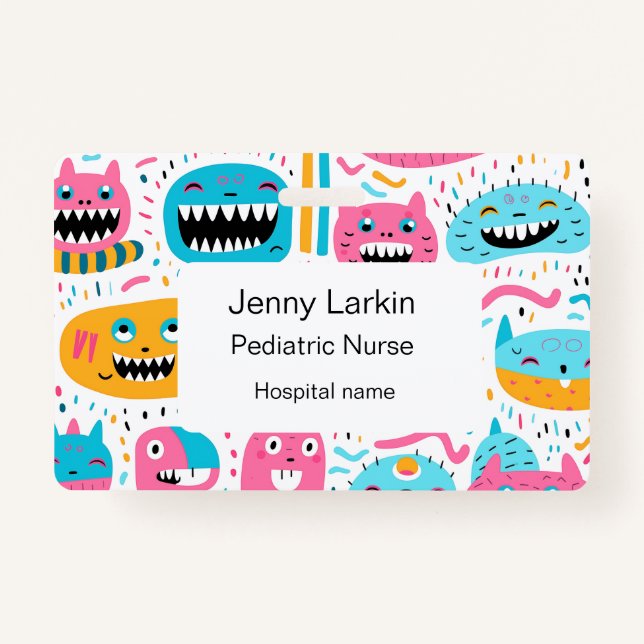 Happy cat and monster faces badge (Front)