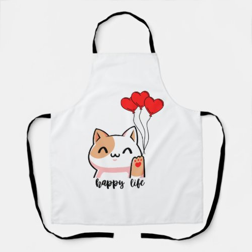 happy cat  apron