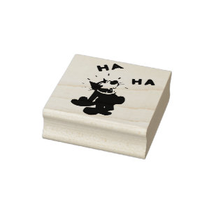 happy cat cartoon art stamp