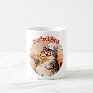 Happy Cat Chef with Pizza Coffee Mug