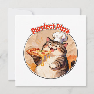 Happy Cat Chef with Pizza Thank You Card