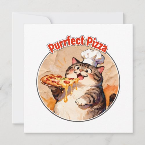 Happy Cat Chef with Pizza Thank You Card