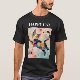 Happy Cat Colorful Retro T-Shirt