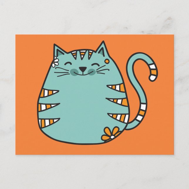 Happy Cat custom color postcard (Front)