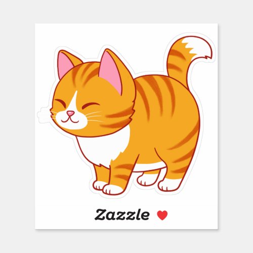 Happy Cat Cute Orange Tabby Sticker