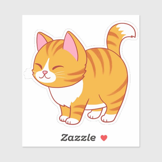 Happy Cat Cute Orange Tabby Sticker (Sheet)