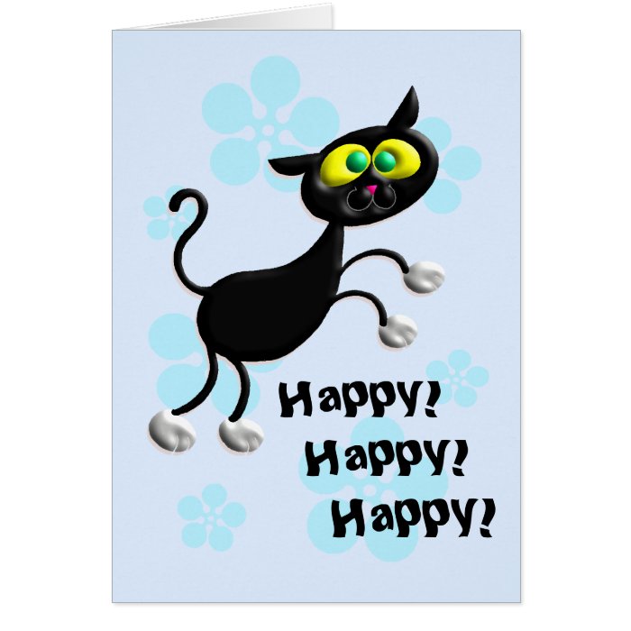 Happy Cat Dance Greeting Cards