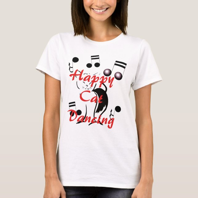 Happy Cat Dancing Fun Musical Dance Music T-Shirt (Front)
