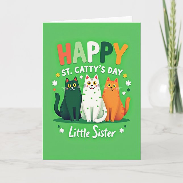 Happy Cat Day Little Sister Card (Front)