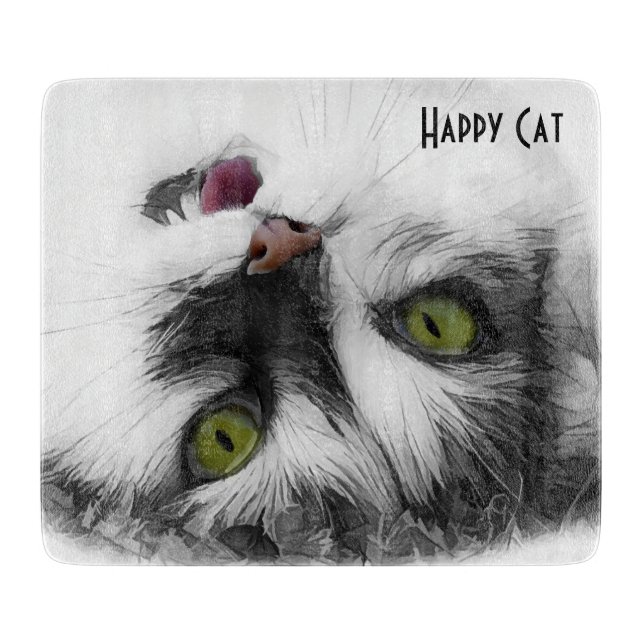 Happy Cat elegant customizable Cutting Board (Front)
