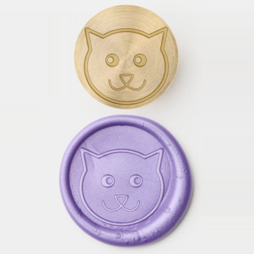 happy cat face wax seal stamp 