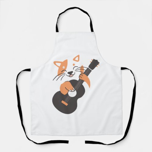 Happy cat guitarist apron