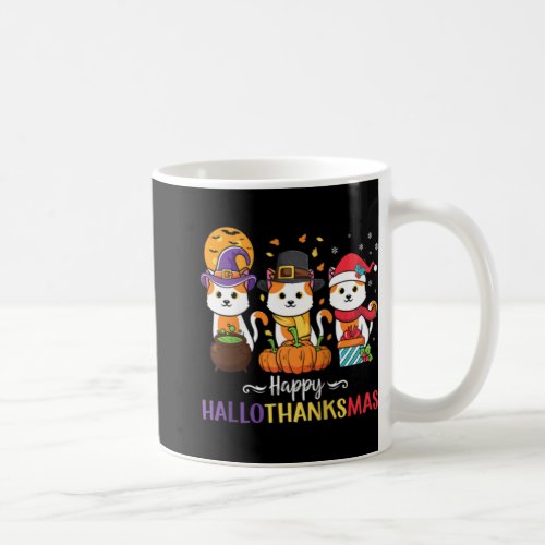 Happy Cat Hallothanksmas Halloween Thanksgiving Ch Coffee Mug