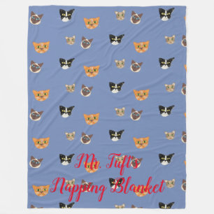 Happy Cat Heads - Choose Your Color Fleece Blanket