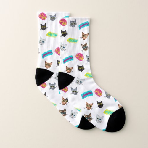 Happy Cat Heads Redux _ With Text Socks