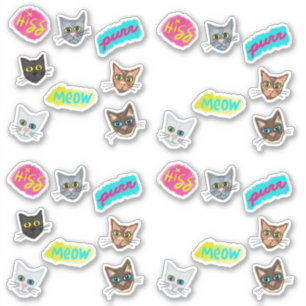 Happy Cat Heads Redux - With Text Sticker