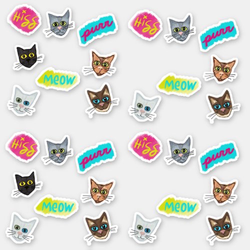 Happy Cat Heads Redux _ With Text Sticker