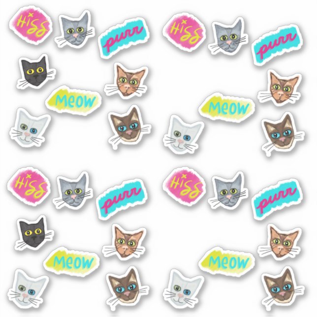 Happy Cat Heads Redux - With Text Sticker (Front)
