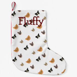 Happy Cat Heads Small Christmas Stocking