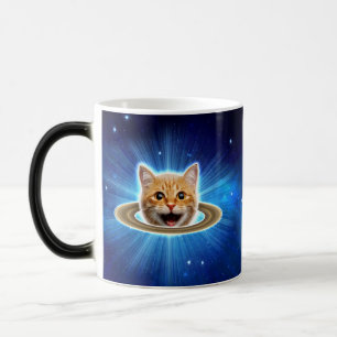 Happy cat in space. color morph mug