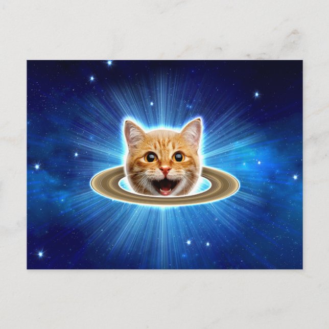 Happy cat in space.                                postcard (Front)