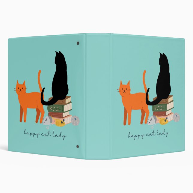 Happy Cat Lady 3 Ring Binder (Background)