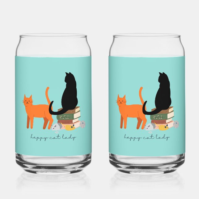 Happy Cat Lady Can Glass (Front)