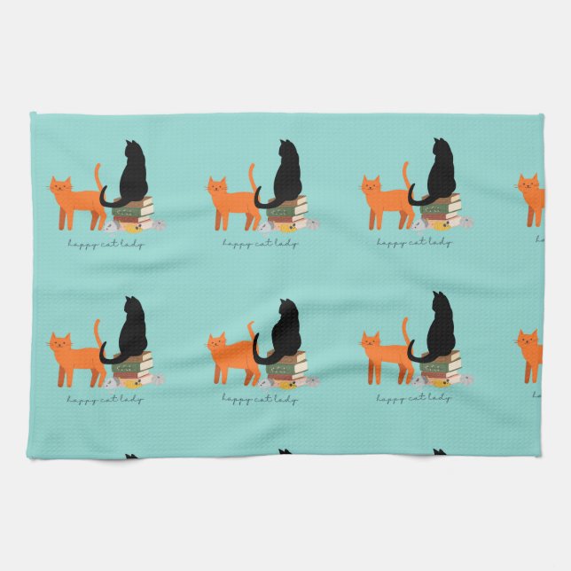  Happy Cat Lady Kitchen Towel (Horizontal)
