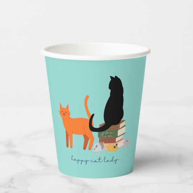  Happy Cat Lady Paper Cups (Front)