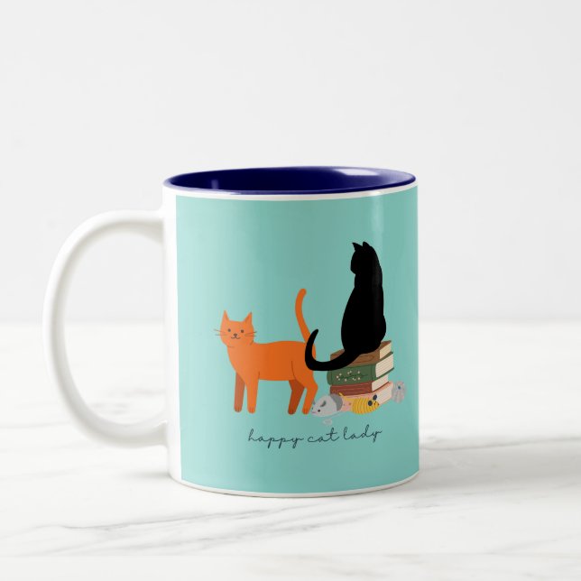 Happy Cat Lady Two-Tone Coffee Mug (Left)
