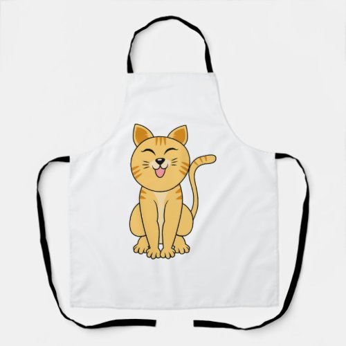 happy cat laughing apron