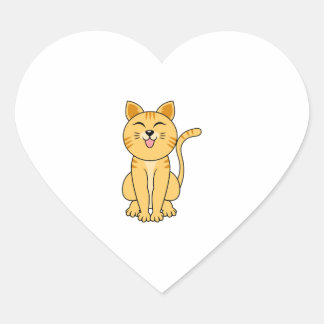 happy cat laughing heart sticker