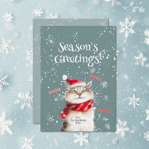 Happy Cat Meow Christmas Flat Holiday Card