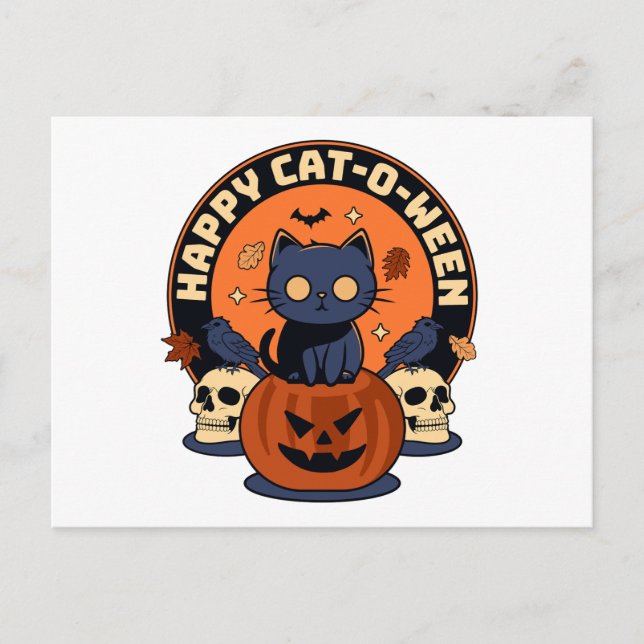 Happy Cat-O-Ween Postcard (Front)