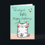 Happy Cat on Sister's Birthday Card<br><div class="desc">Happy Cat on Sister's Birthday</div>