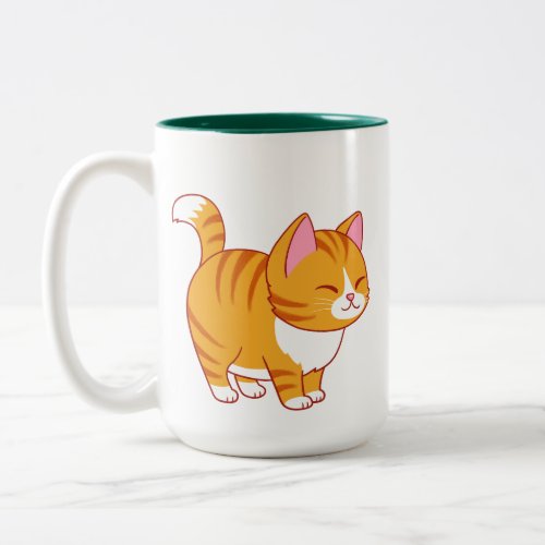 Happy Cat Orange Tabby Two_Tone Coffee Mug