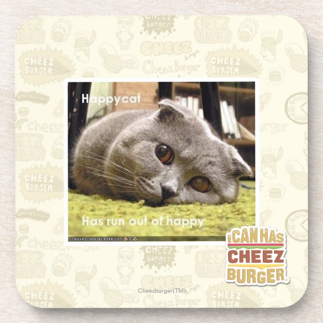 Happy cat, out of happy beverage coaster (Front)