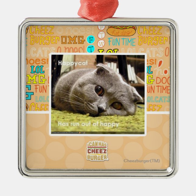 Happy cat, out of happy metal ornament (Front)