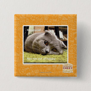 Happy cat, out of happy pinback button