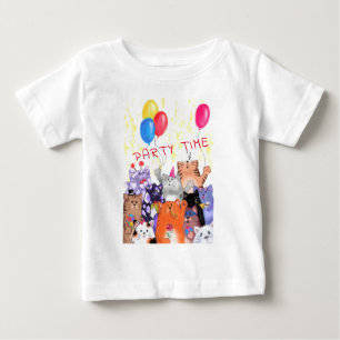 Happy Cat Party Funny Baby T-Shirt - Custom Text