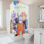 Happy Cat Party Shower Curtain - Funny<br><div class="desc">Happy Cat Party Cartoon Drawing - Cute Funny Cats Birthday Celebration - Choose / Add Your Unique Text / Font / Color - Make Your Special Gift - Resize and move or remove and add elements / image with customization tool ! - Drawing and Design by MIGNED. You can also...</div>