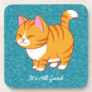 Happy Cat Personalized Beverage Coaster