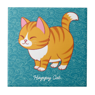 Happy Cat Personalized Ceramic Tile