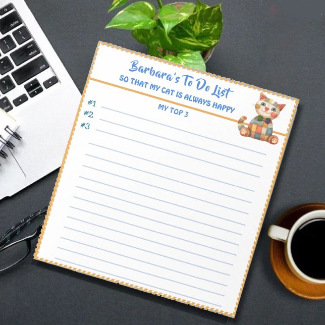 Happy Cat Personalized Planner Simple Modern Notepad (Creator Uploaded)