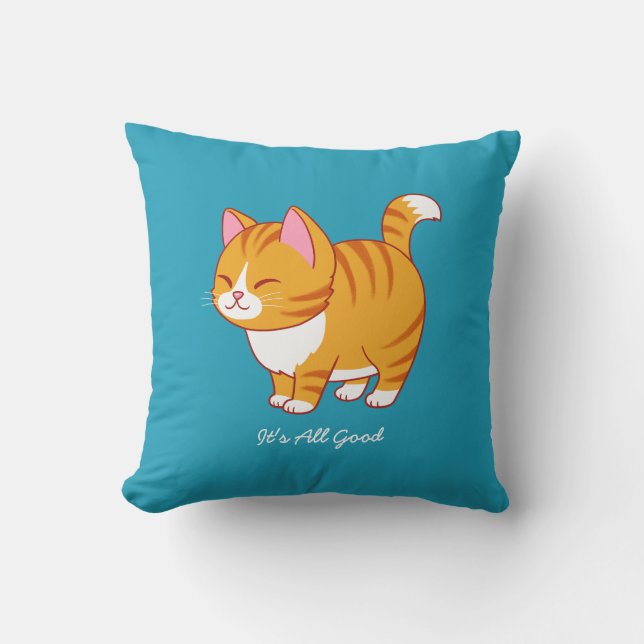 Happy Cat Personalized  Throw Pillow (Front)