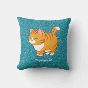 Happy Cat Personalized Throw Pillow