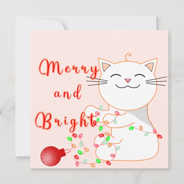 Happy Cat Playing With LED Light | Cute Flat Card (Front)